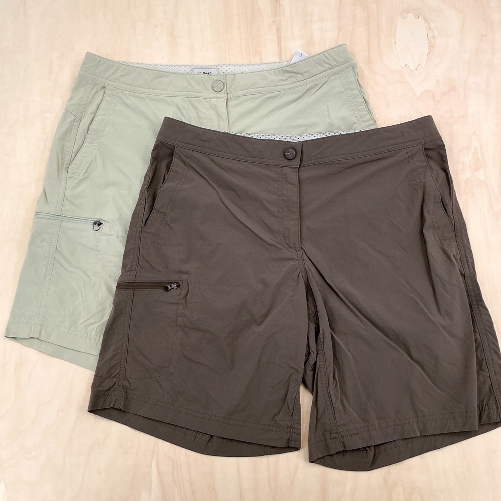 L.L. Bean Vista Trekking Shorts Womens 10 Sage Gray 9 Inseam Stretch Hiking Gorp
